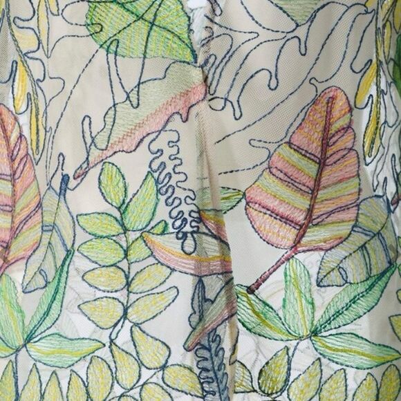 Chico's Floral Mesh Embroidered Jacket in Alabaster Size O or Small/4 - Picture 10 of 10